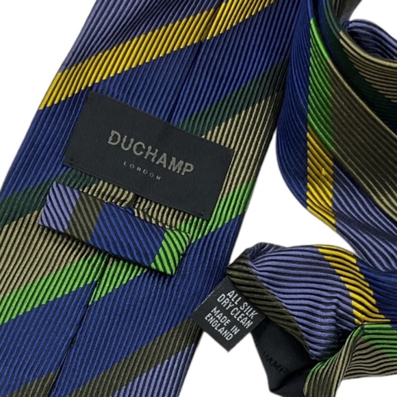 DUCHAMP Blue/Purple Striped Silk LUXURY Tie ENGLAND - Picture 3 of 4